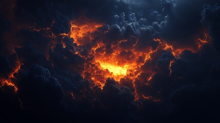 Fototapeta premium Fiery clouds in a dark sky