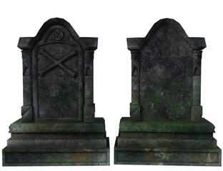 Fototapeta premium 3D rendered old tombstones isolated on transparent background