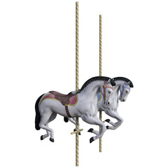 3D rendered horses from a carousel isolated on transparent background  © HWWO Stock