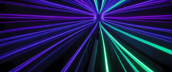 Imaginative glowing tech backdrop woven with electric blues purples and fluorescent green digital veins