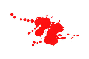 Red watercolor splash with dynamic splash effect on transparent background. Watercolor brush.