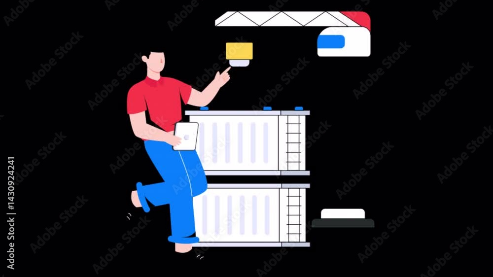 Poster container loading motion graphic rendering with transparent alpha channel and 4k resolution
