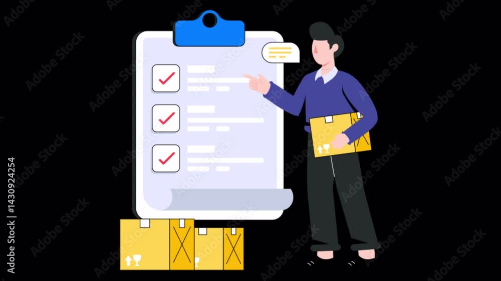 Poster Checking Inventory  Motion Graphic Rendering with Transparent Alpha Channel and 4K Resolution