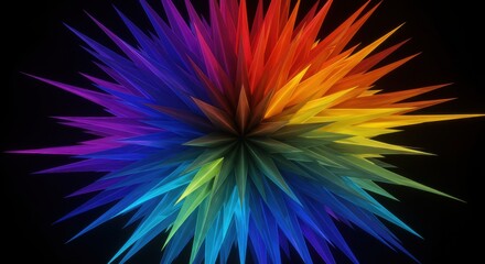 Obraz premium Colorful Spikes Abstract Art on Black Background
