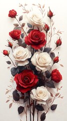 Vertical ombre rose bouquet floral art high resolution picture