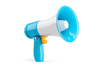 3d blue and white megaphone flat icon isolated on white background