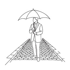 Stylish Man Holding Umbrella Silhouette - Simple Digital Sketch - man umbrella silhouette - man umbrella vector - man umbrella doodle - umbrella illustration - man umbrella line art

