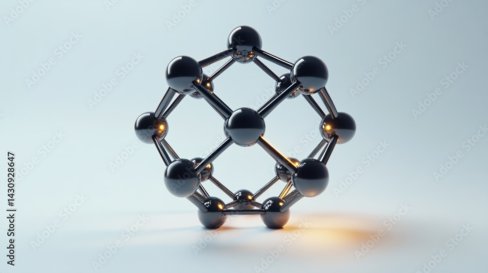 Poster black and silver atomic structure representation on soft background