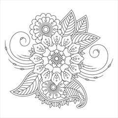 Intricate floral mandala design with swirling patterns and detailed leaves.