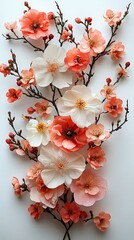 White and coral blossoms with subtle texture high resolution images
