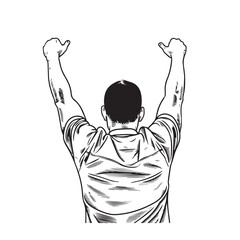 Man Raising Arms Silhouette - Minimal Line Art Drawing - man raising arms silhouette - man raising arms vector - man raising arms doodle - raising arms illustration - man raising arms line art

