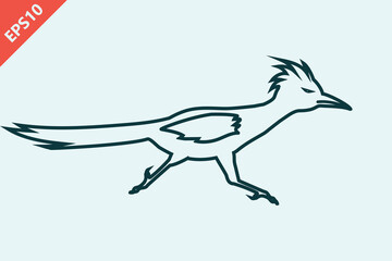hand drawn road runner logo design vector flat isolated illustration