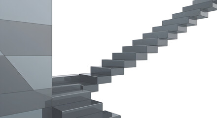 Fototapeta premium Abstract Staircase Illustrating Ascension in Gray Tones Against a White Background