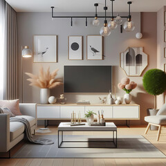 Modern Living Room Design with TV Cabinet