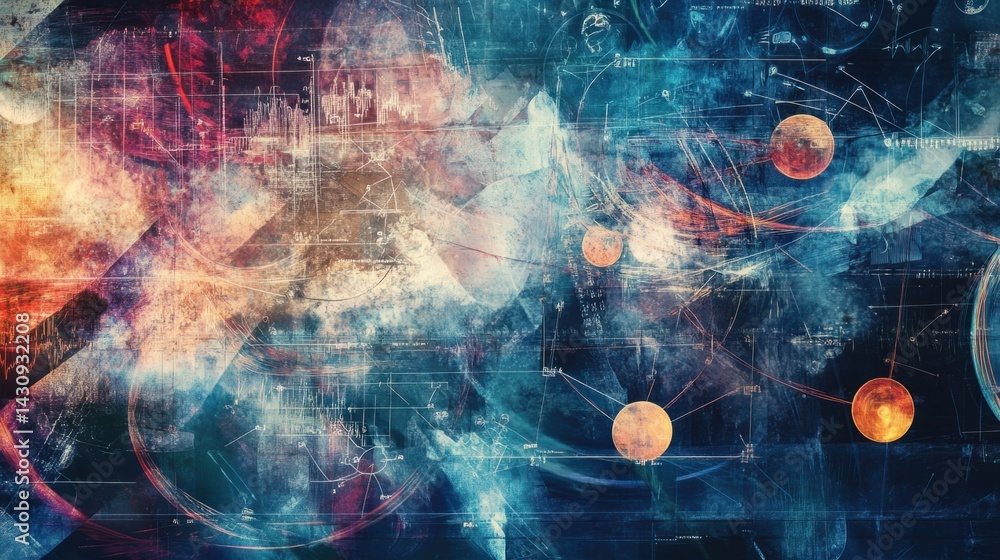 Aufkleber abstract cosmic background with stellar elements and scientific patterns
