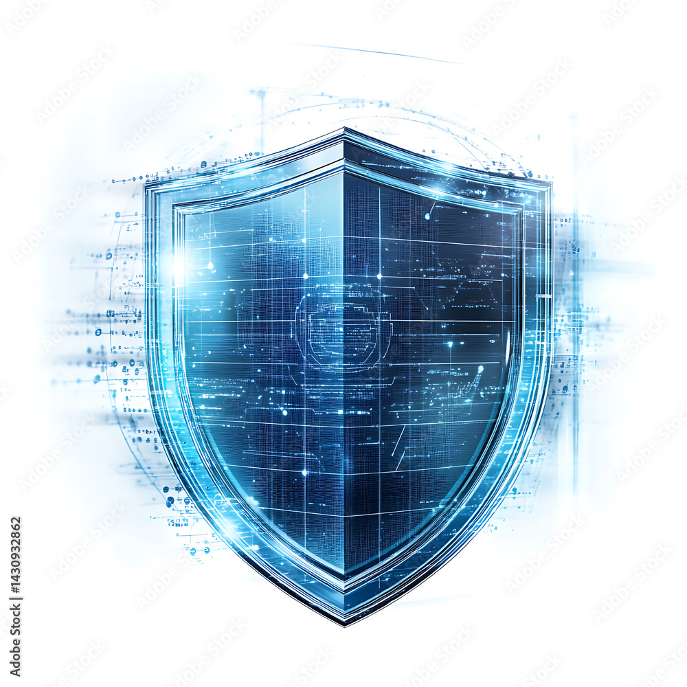 Poster digital security shield concept technology environment graphic design abstract viewpoint for enhance