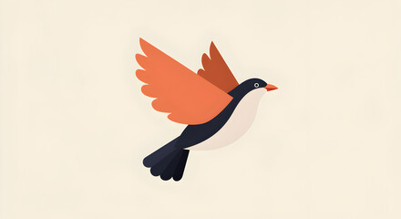 Fototapeta premium Stylish Flying Bird Illustration With Geometric Wing Shapes And Flat Design