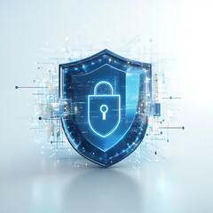 Obraz premium Enhancing cybersecurity measures with digital shield technology virtual environment graphic design modern concept