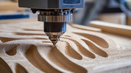 Precision wood carving by a cnc router.