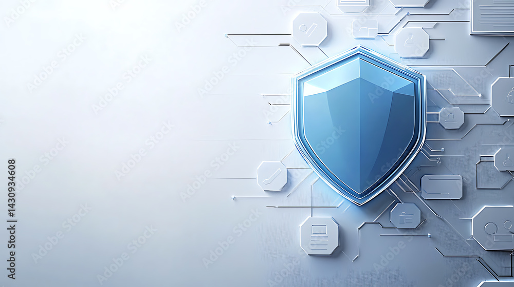 Poster protecting digital assets cybersecurity and data protection strategies in modern technology environm