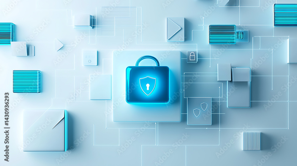 Poster secure data protection event digital space graphic design modern environment abstract viewpoint