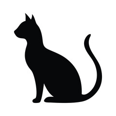 This is a clean, elegant silhouette of a cat sitting in profile view.