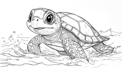 Fototapeta premium Cute turtle in water