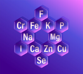 Set of microelements (minerals) useful for human health