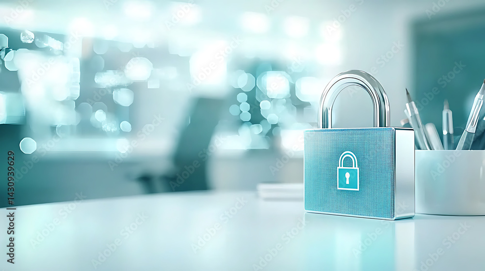 Poster securing your data locking digital privacy in the modern office environment
