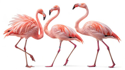 Beautiful Flamingo Shots on White Background
