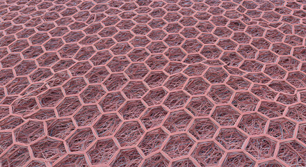 Obraz premium Abstract Design Featuring Interconnected Hexagonal Shapes in Light Rose Tones