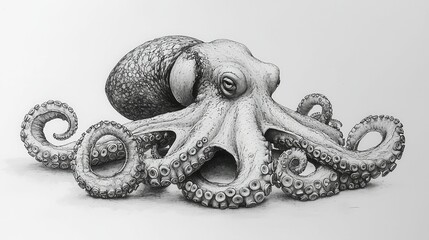 Obraz premium Detailed drawing of an octopus