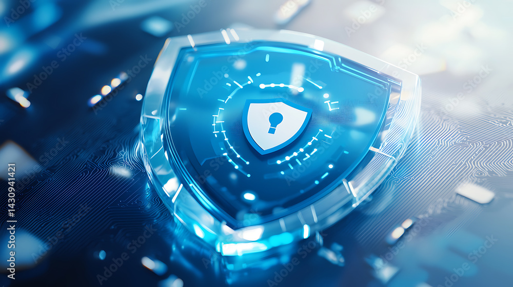 Poster cybersecurity measures protecting data integrity digital space infographic virtual environment close