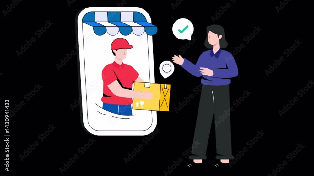 Poster delivery service motion graphic rendering with transparent alpha channel and 4k resolution