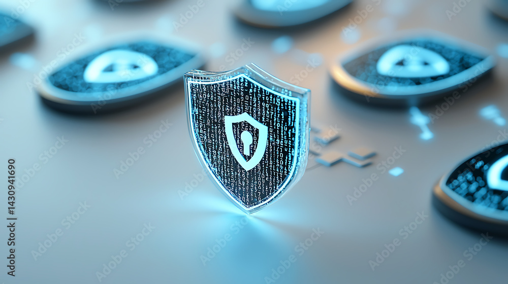 Poster enhancing cybersecurity measures digital realm graphic design virtual environment close-up view secu