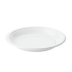 desposable plastic plate isolated on white, clipping path	
