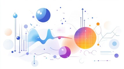 Obraz premium Abstract Digital Art with Colorful Circles and Geometric Shapes