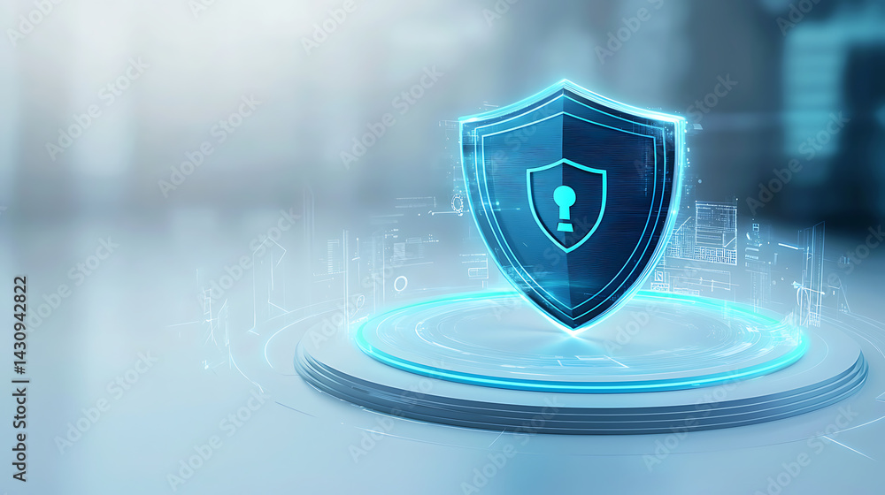Poster digital security shield animation cyber space graphic design futuristic environment high-tech viewpo