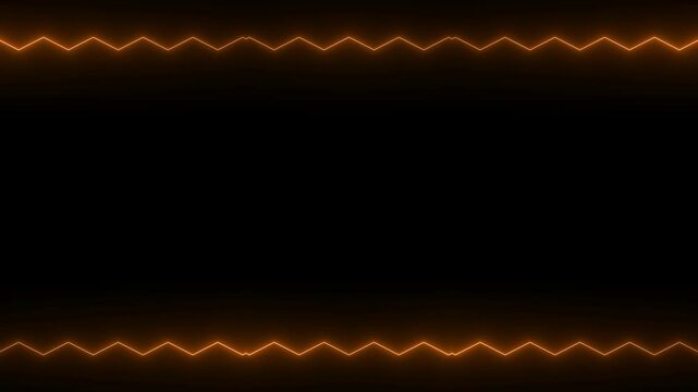Frame, long rectangular horizontal patterns - top - bottom, fiery, orange lines of lightening and darkening light on a black background. Space for your own content.