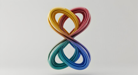 Fototapeta premium Abstract Endless Flow With Dynamic Color Transitions Against White Backdrop