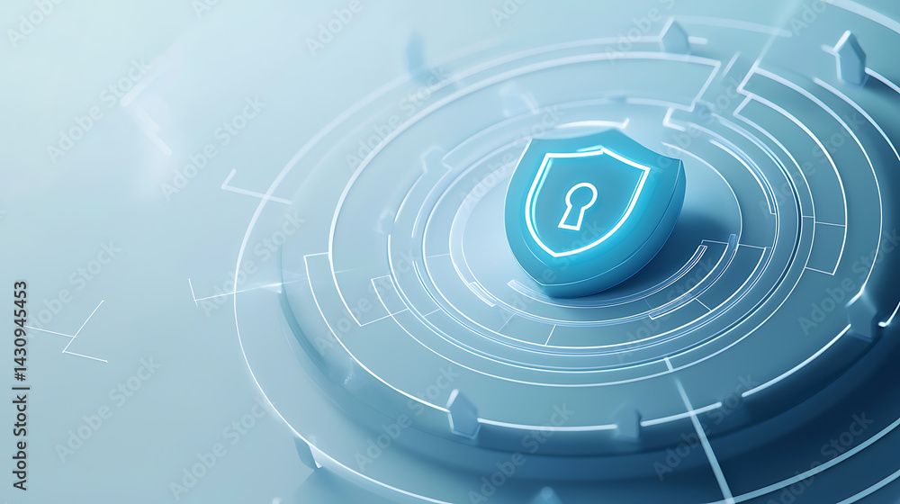 Poster cybersecurity measures digital realm graphic design high-tech environment abstract view data protect