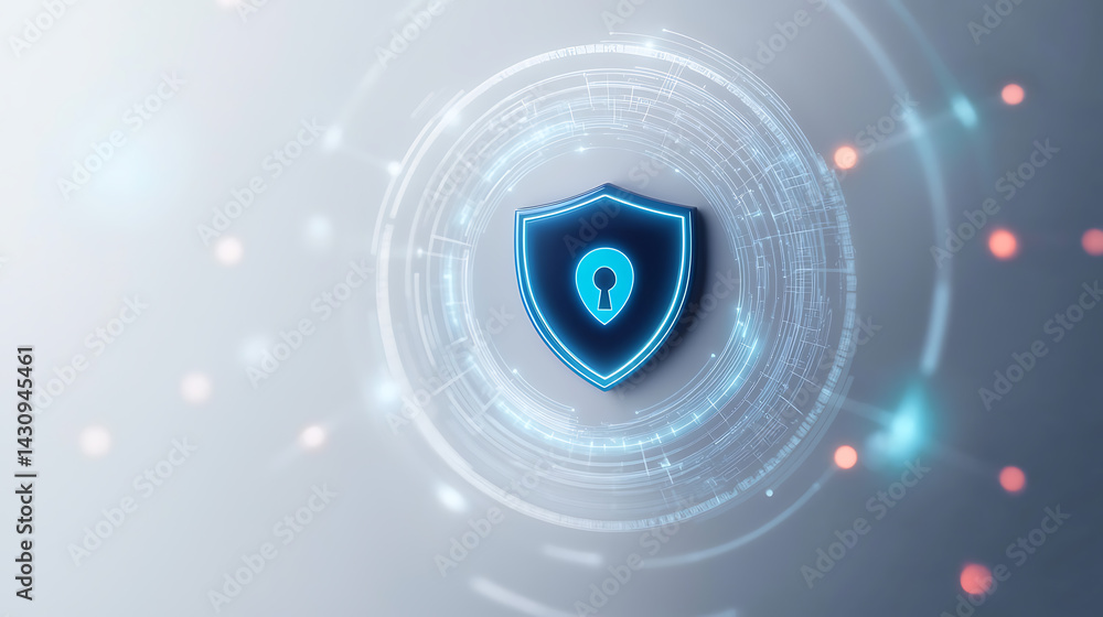 Poster cybersecurity action protecting data privacy digital space infographic virtual environment secure co