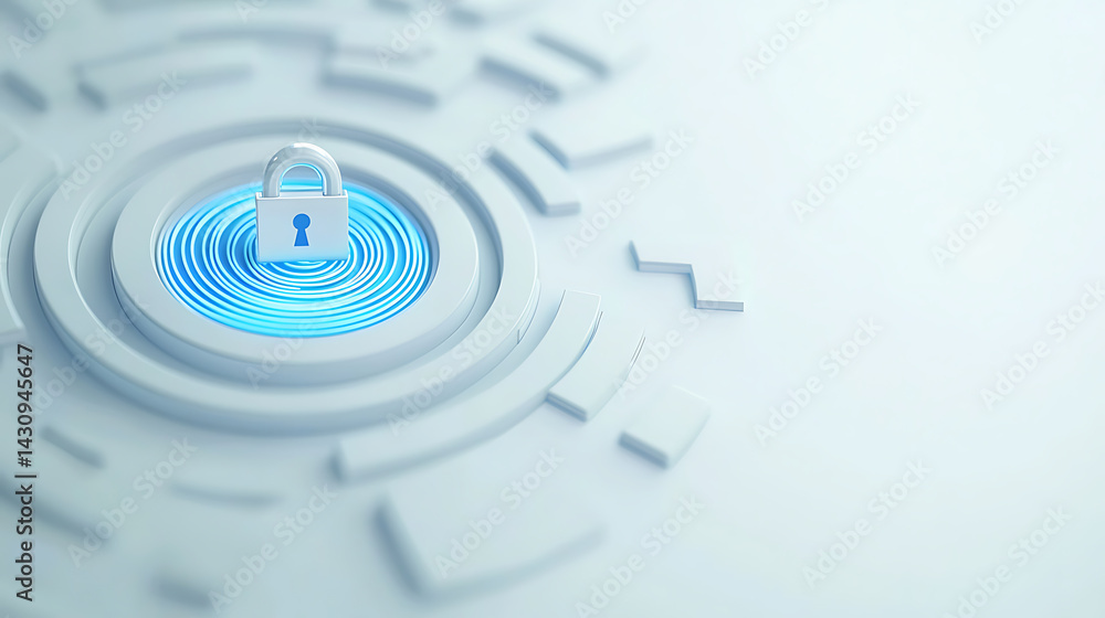 Poster securing digital assets lock symbol on abstract background technology graphic design modern viewpoin