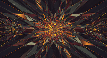 Abstract Geometric Radiance Complex Design With Golden Accents