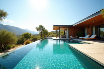 Modern Solar Homes in Spring and Summer Landscapes ,Eco-Friendly Living and Renewable Energy Concepts.