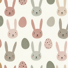 Adorable Easter Bunny and Egg Seamless Pattern Design