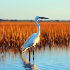 Obraz premium Serene Heron Standing in Marsh of excellence in splendor beyond compare with grace in style
