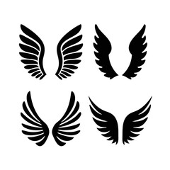 Black Wings Silhouette Vector Set