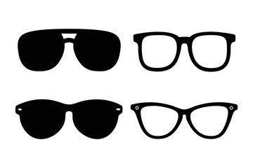Different Glasses Frame Silhouette Vector