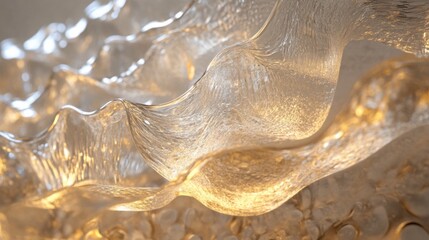 Obraz premium Textured Abstract Waves of Clear Glass Reflecting Soft Light